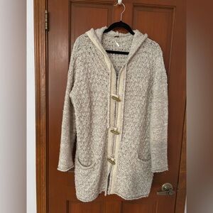 Free People Textured Knit Sweater in Cream